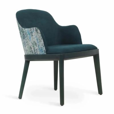 Chaises - Ozlu - Chaise de salle à manger en bois massif avec tissu vert - ALANKARAM
