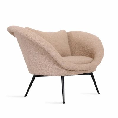 Chairs - Paligo - Lounge Chair with Cream Fabric - ALANKARAM