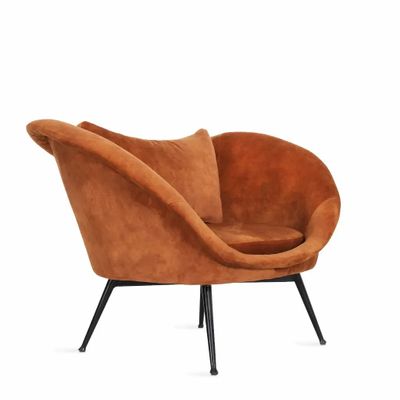Chairs - Paligo - Lounge Chair with Red Fabric - ALANKARAM