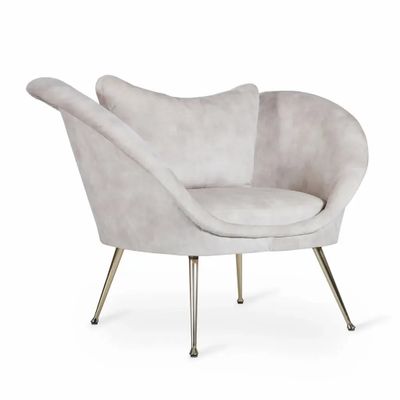 Chairs - Paligo - Lounge Chair with White Fabric - ALANKARAM