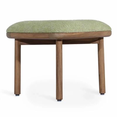 Poufs - Pall - Repose-pieds en teck avec tissu vert - ALANKARAM
