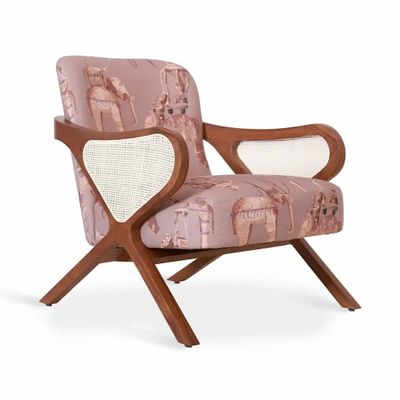 Chairs - Patahi - Lounge Chair With Rattan Back - ALANKARAM