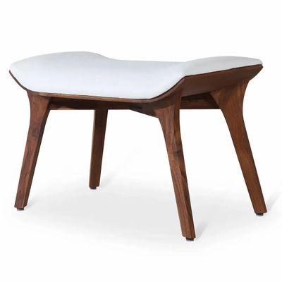 Benches - Phalaka Teakwood Bench with Off White Fabric - ALANKARAM