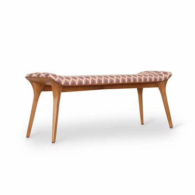 Bancs - Banc en teck Phalaka avec tissu imprimé multicolore - ALANKARAM