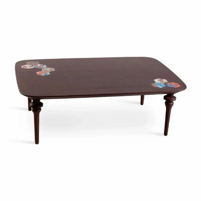 Dining Tables - Piki - Solidwood Dining Table with Multicolor Artwork - ALANKARAM