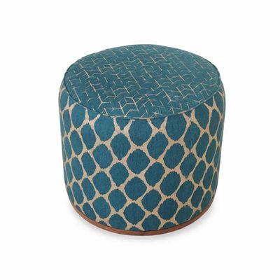 Ottomans - Pouffe - Teakwood Round Ottoman - ALANKARAM