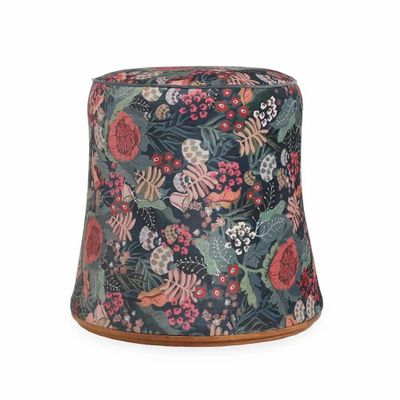 Ottomans - Pouffe - Teakwood Round Ottoman - ALANKARAM