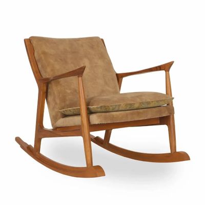 Chaises - Ruru - Fauteuil Lounge en Tissu Marron - ALANKARAM