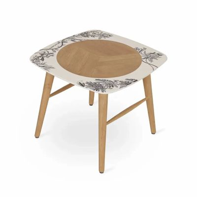 Autres tables - Seni - Table d'appoint en bois massif avec plateau peint en blanc - ALANKARAM