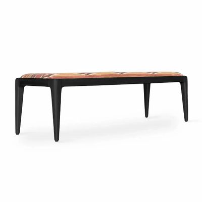 Benches - Sira - Solidwood Bench with Multicolor printed Fabric - ALANKARAM