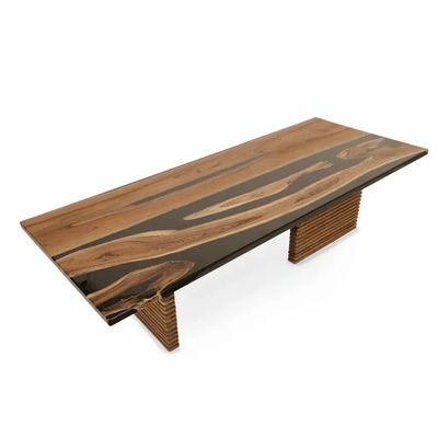 Autres tables - Table de conférence/salle à manger Smola en teck avec résine noire - ALANKARAM