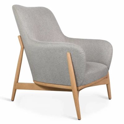 Chaises - Syva - Fauteuil Lounge en Tissu Gris - ALANKARAM