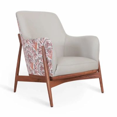 Chairs - Syva - Lounge Chair with White Leatherette - ALANKARAM