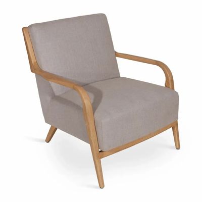 Chairs - Tordu - Lounge Chair With Grey Fabric - ALANKARAM