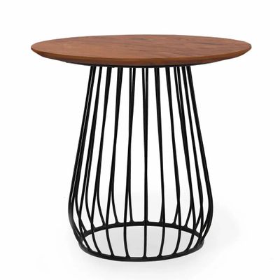 Autres tables - Torino - Table en métal avec plateau en teck - ALANKARAM