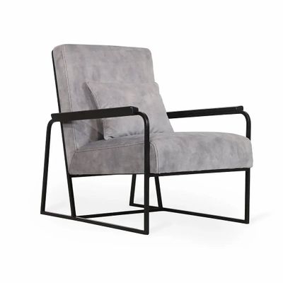 Chairs - Tubli - Lounge Chair with Beige Color Fabric - ALANKARAM