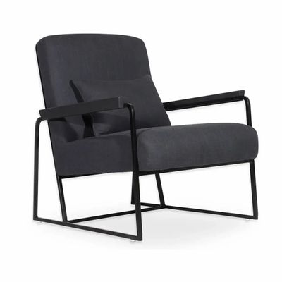 Chairs - Tubli - Lounge Chair with Black Fabric - ALANKARAM