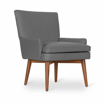 Chaises - Typis - Fauteuil Lounge en Cuir Gris - ALANKARAM