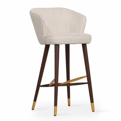 Chaises - Whawhe - Chaise haute/de bar en tissu blanc cassé - ALANKARAM