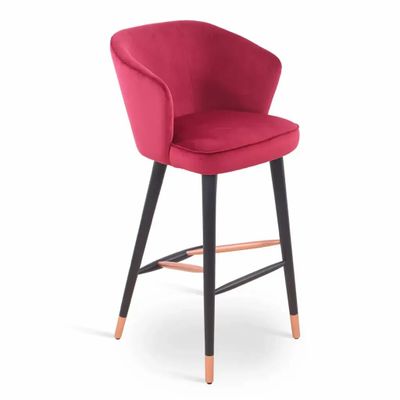 Chaises - Whawhe - Chaise haute/de bar en tissu rose tulipe - ALANKARAM