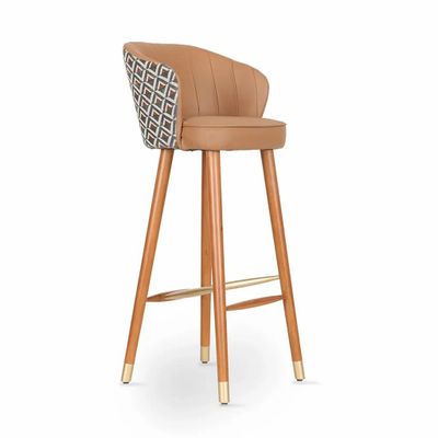 Chairs - Whawhe Tan Leatherette Golden PU High/Bar Chair - ALANKARAM
