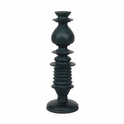 Objets de décoration - Bougeoir en bois, couleur noire - ALANKARAM
