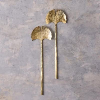 Cutlery set - Gingko Gold Salad Servers - BE HOME