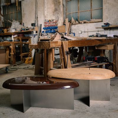 Coffee tables - Mask Coffee Tables in Brushed Stainless Steel Base - DUISTT