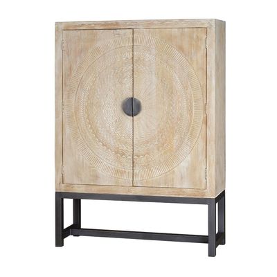 Wardrobe - Mango wood cabinet and aged white metal legs - GINER Y COLOMER