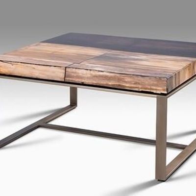Coffee tables - COFFEE TABLE 'MANAMA' PETRIFIED WOOD/RESIN - FANCY