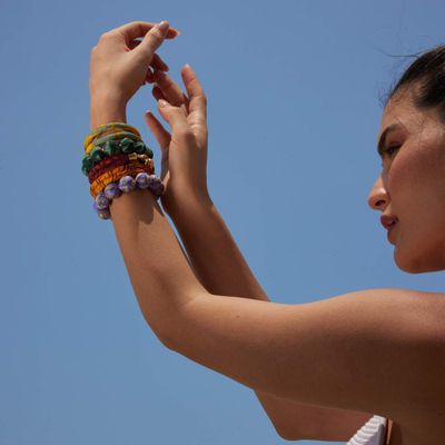 Bracelets - Upcycled fabric bracelets — macrame, charms & sari tassels - I WAS A SARI