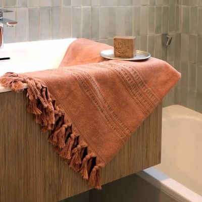Serviettes de bain - FOUTA EN COTON BIOLOGIQUE - COLLECTION DOLCE - COULEUR AMBRE - KARAWAN AUTHENTIC