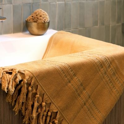 Serviettes de bain - FOUTA EN COTON BIOLOGIQUE - COLLECTION DOLCE - COULEUR CITRINE - KARAWAN AUTHENTIC