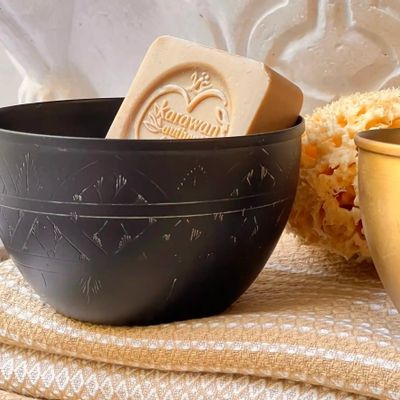 Objets de décoration - BOL EN LAITON NOIR GRAVÉ 'ARABESK' - KARAWAN AUTHENTIC
