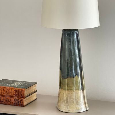 Ceramic - Conical sculpted table lamp - FUOCO BLU collection - DI VINCENZO POUJOULA