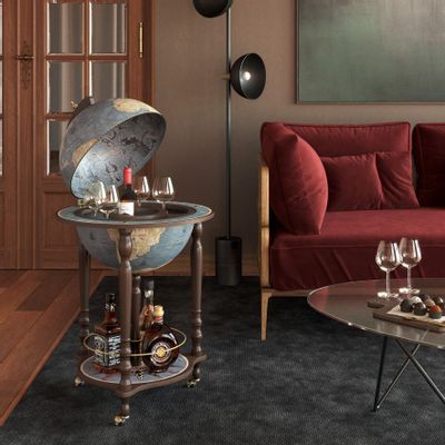 Trolleys - Zoffoli Bar Globe Da Vinci Blue Dust d.40cm - ZOFFOLI MAPPAMONDI