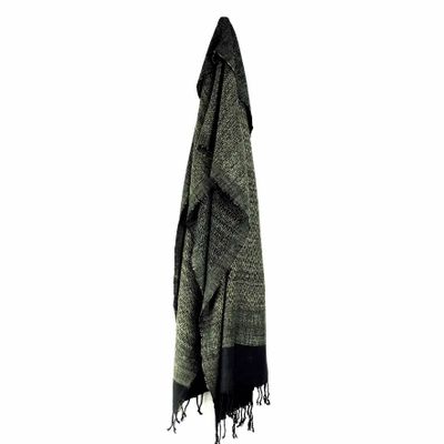 Foulards et écharpes - ETOLE EN SOIE ERI "ESHANI" OLIVE & NOIR - KARAWAN AUTHENTIC
