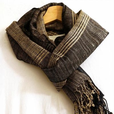 Foulards et écharpes - ETOLE EN SOIE SAUVAGE "ASSAM" - KARAWAN AUTHENTIC