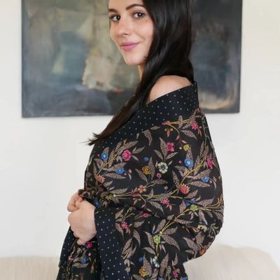Prêt-à-porter - KIMONO BLACK FLOWER - KARAWAN AUTHENTIC
