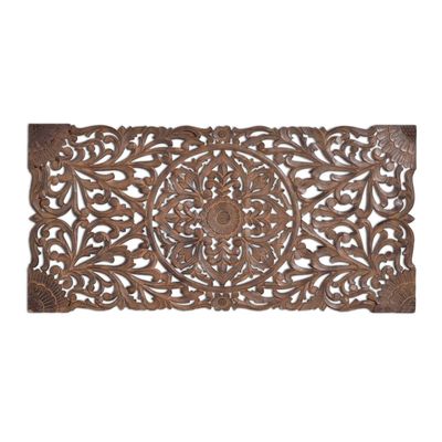 Beds - Antique Brown Hand Carved Headboard - GINER Y COLOMER
