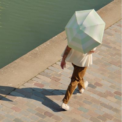 Prêt-à-porter - Mini parapluie-ombrelle anti-UV - Rayures Vert Lagon - Véga - ANATOLE