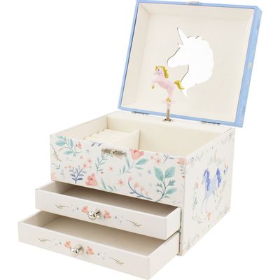 Objets déco enfant - COFFRE MUSICAL 2 TIROIRS LICORNE - ULYSSE COULEURS D'ENFANCE