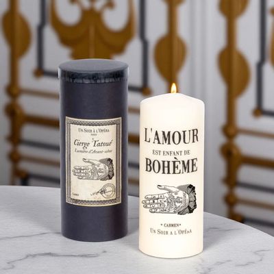 Objets de décoration - CIERGE TATOUÉ - BOUGIE PILIER CARMEN - UN SOIR A L'OPERA