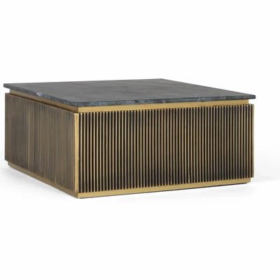 Coffee tables - Bronze-covered wooden coffee table with marble top - GINER Y COLOMER