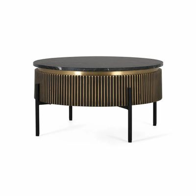 Tables basses - Table basse en bois recouverte de bronze et plateau en marbre - GINER Y COLOMER