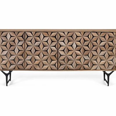 Buffets - Buffet à 4 portes fabriqué à la main en bois de manguier 177 cm - GINER Y COLOMER