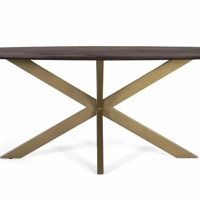 Tables Salle à Manger - Table à manger ovale en bois d'acacia et pieds en métal 200 cm - GINER Y COLOMER