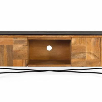 Meubles TV - Meuble TV en bois de manguier finition naturelle, 150 cm - GINER Y COLOMER