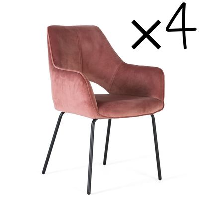 Chairs - Set of 4 brown velvet and metal chairs - GINER Y COLOMER
