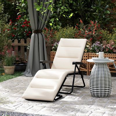 Transats - Bain de soleil pliable inclinable matelas accoudoirs acier polyester - AOSOM BUSINESS